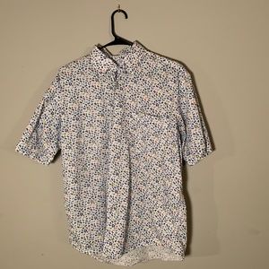 Butterfly Print Short Sleeve Button Up